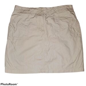 willi smith Khaki Button Front Closure Mini Skirt with Front & Back Pockets 462